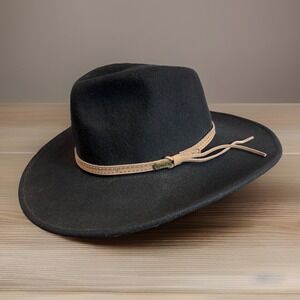 Outback Trading Wool Tassy Crusher Black Western Cowboy‎ Hat S Austrailian